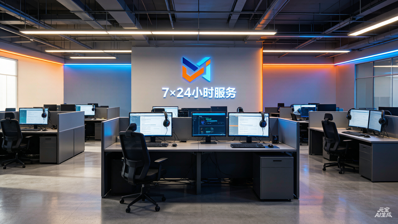 圣淘沙客服中心开放式办公区 - 双显示器工作站与专业耳机设备
